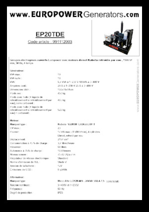 Diesel Generatoren Europower EP20TDE (MA)