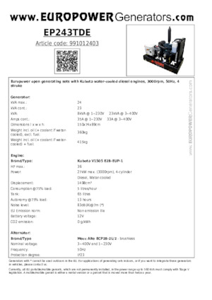 Diesel Generatoren Europower EP243TDE (MA)