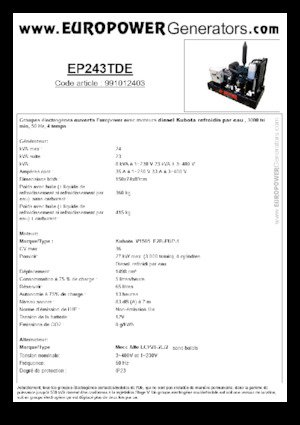 Diesel Generatoren Europower EP243TDE (MA)