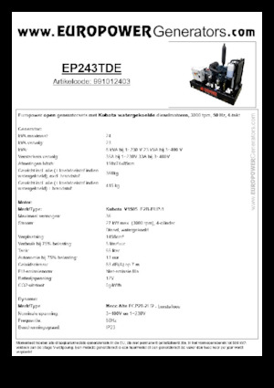 Diesel Generatoren Europower EP243TDE (MA)