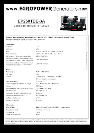 Diesel Generatoren Europower EP250TDE-3A (LS)