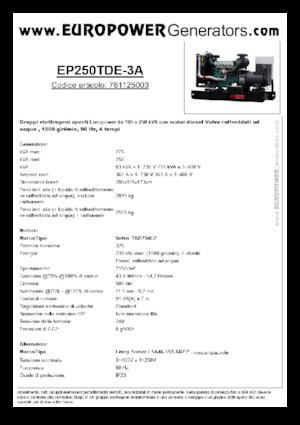 Diesel Generatoren Europower EP250TDE-3A (LS)