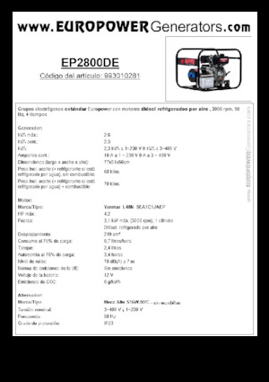 Diesel Generatoren Europower EP2800DE (MA)