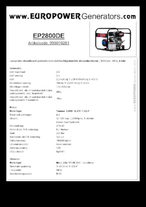 Diesel Generatoren Europower EP2800DE (MA)
