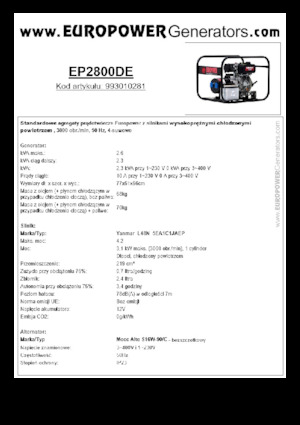 Diesel Generatoren Europower EP2800DE (MA)