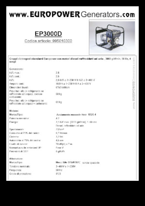 Diesel Generatoren Europower EP3000D (MA)