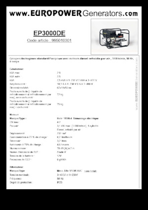 Diesel Generatoren Europower EP3000DE (MA)