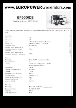 Diesel Generatoren Europower EP3000DE (MA)