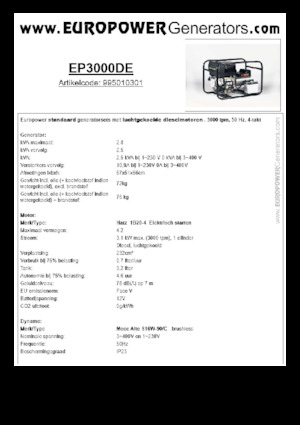 Diesel Generatoren Europower EP3000DE (MA)