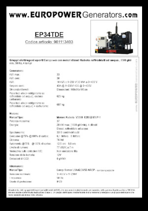 Diesel Generatoren Europower EP34TDE (LS)