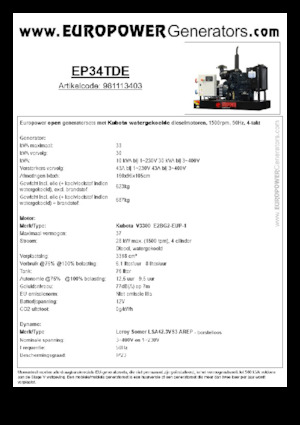Diesel Generatoren Europower EP34TDE (LS)
