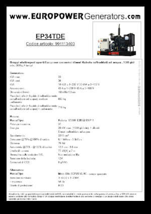Diesel Generatoren Europower EP34TDE (MA)