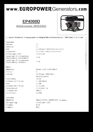 Diesel Generatoren Europower EP4000D (S)