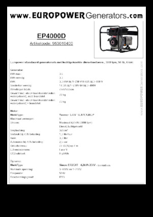 Diesel Generatoren Europower EP4000D (S)
