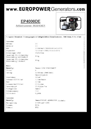Diesel Generatoren Europower EP4000DE (S)