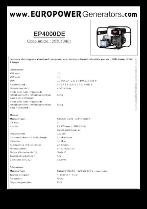 Diesel Generatoren Europower EP4000DE (S)
