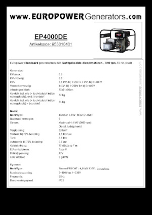 Diesel Generatoren Europower EP4000DE (S)