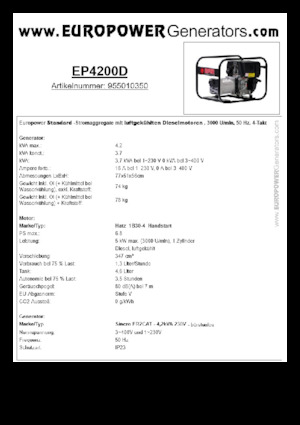 Diesel Generatoren Europower EP4200D (S)