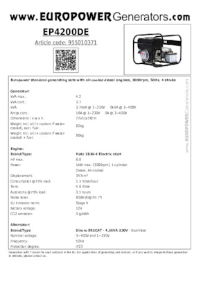 Diesel Generatoren Europower EP4200DE (S)