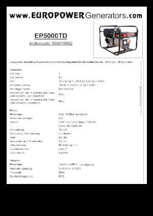 Diesel Generatoren Europower EP5000TD (S)