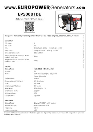 Diesel Generatoren Europower EP5000TDE (S)