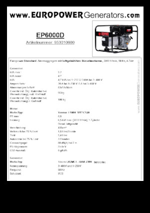 Diesel Generatoren Europower EP6000D (S)