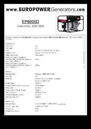 Diesel Generatoren Europower EP6000D (S)