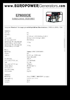Diesel Generatoren Europower EP6000DE (S)
