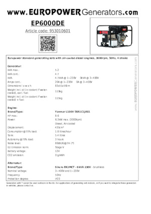 Diesel Generatoren Europower EP6000DE (S)