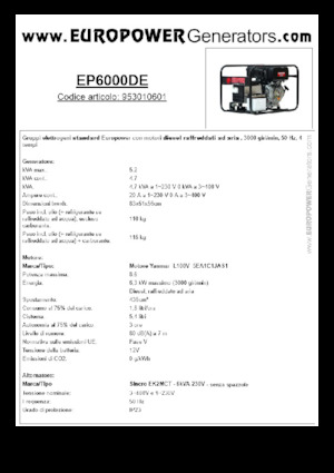 Diesel Generatoren Europower EP6000DE (S)