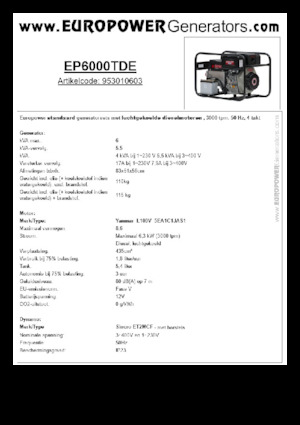 Diesel Generatoren Europower EP6000TDE (S)