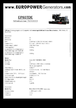 Diesel Generatoren Europower EP60TDE (MA)