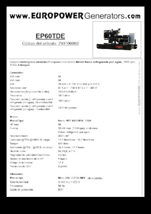Diesel Generatoren Europower EP60TDE (MA)