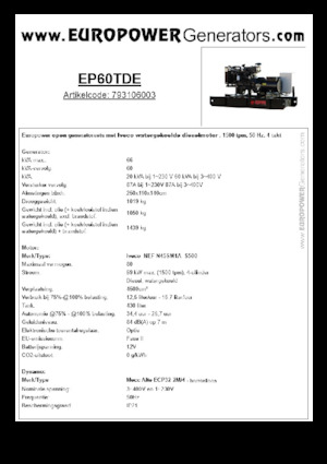 Diesel Generatoren Europower EP60TDE (MA)