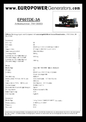 Diesel Generatoren Europower EP60TDE-3A (LS)