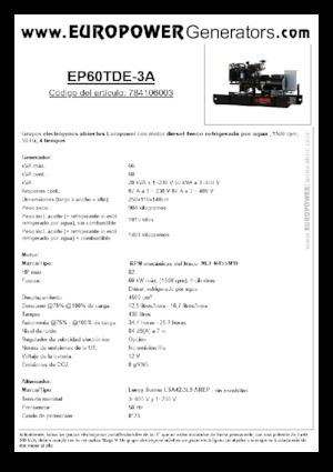 Diesel Generatoren Europower EP60TDE-3A (LS)