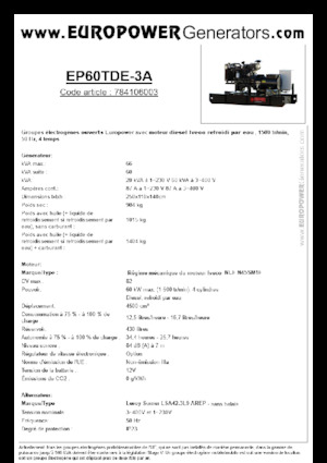 Diesel Generatoren Europower EP60TDE-3A (LS)