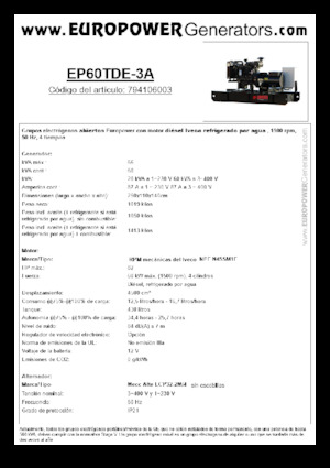 Diesel Generatoren Europower EP60TDE-3A (MA)
