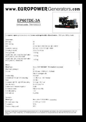Diesel Generatoren Europower EP60TDE-3A (MA)