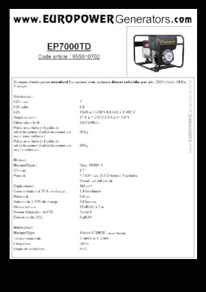 Diesel Generatoren Europower EP7000TD (S)