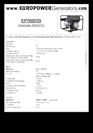 Diesel Generatoren Europower EP7000TD (S)
