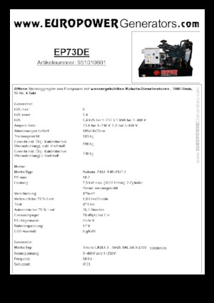 Diesel Generatoren Europower EP73DE (S)