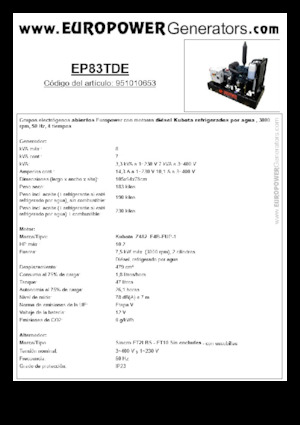 Diesel Generatoren Europower EP83TDE (S)