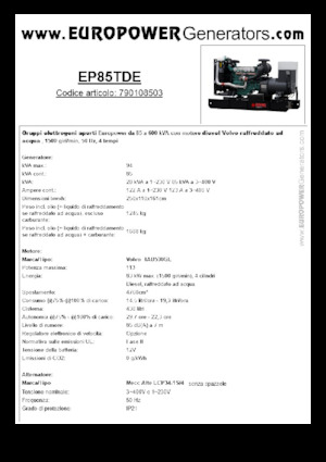 Diesel Generatoren Europower EP85TDE (MA)