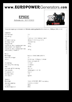 Diesel Generatoren Europower EP8DE (S)