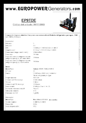 Diesel Generatoren Europower EP9TDE (MA)