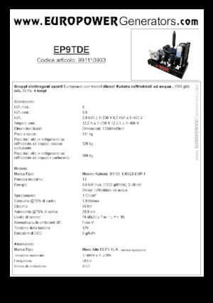 Diesel Generatoren Europower EP9TDE (MA)