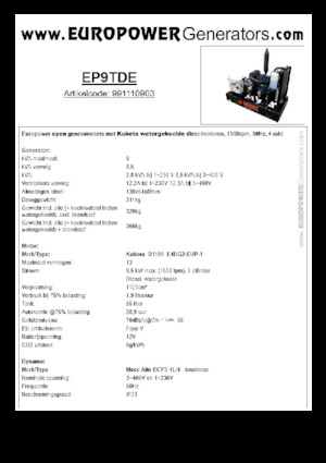 Diesel Generatoren Europower EP9TDE (MA)