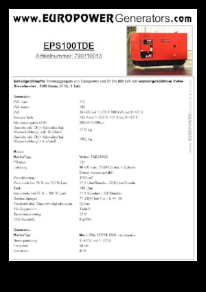 Diesel Generatoren Europower EPS100TDE (MA)