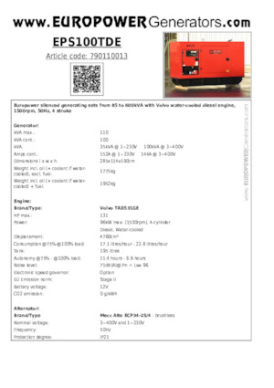 Diesel Generatoren Europower EPS100TDE (MA)